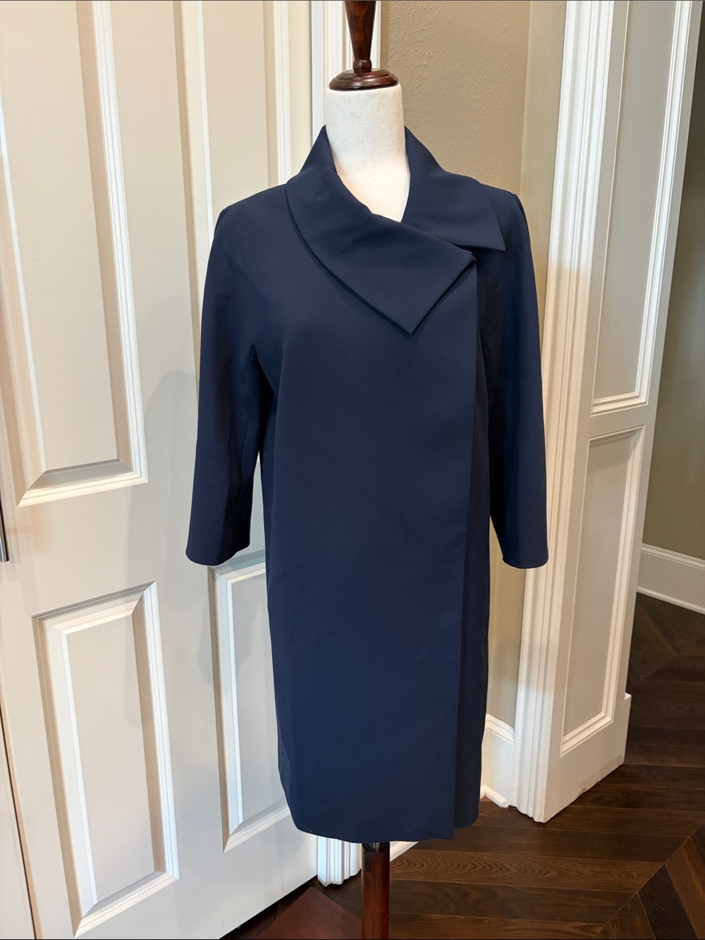 Ann Taylor Crepe Topper Coat Navy S
